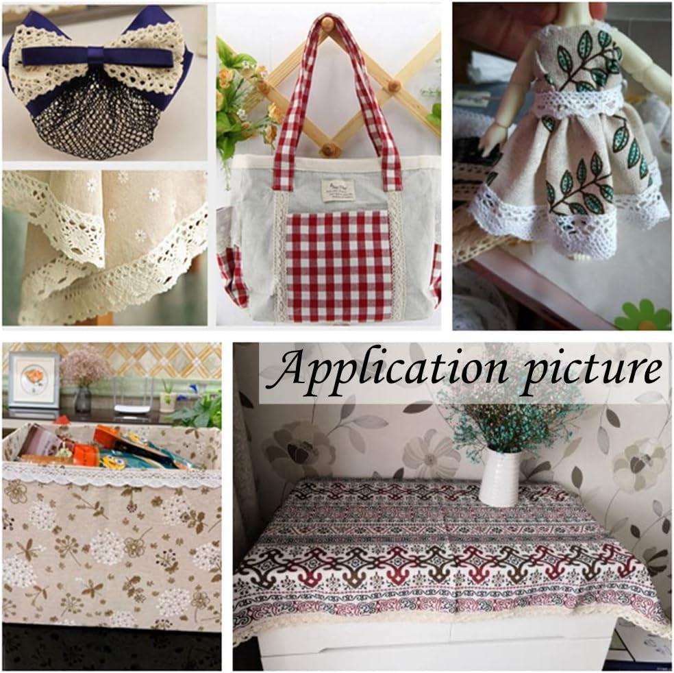 Cotton Lace Trim Vintage Lace Ribbon Crochet Lace Scalloped Edge for Bridal Wedding Decoration Christmas Package DIY Sewing Craft Supply 5 Yards Each (White)