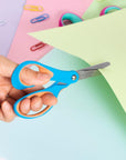 Left Handed Kids Scissors: Blunt Tip Safety Lefty Toddler Child Scissors for School Craft Cutting Paper - 3 Pack 5 Inches Comfort Grip Green, Rose Pink, Blue