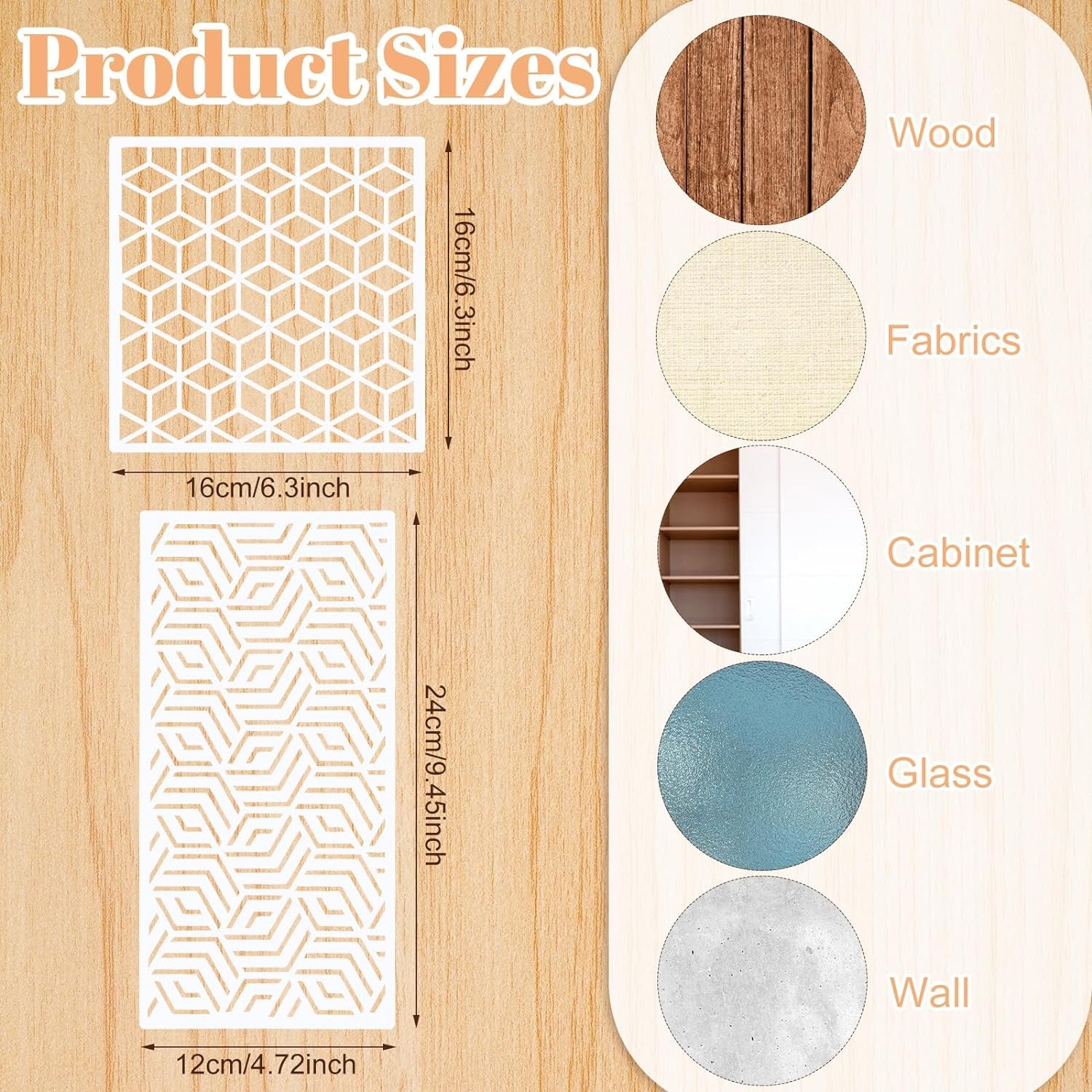 24Pcs Stencils for Painting, Reusable Geometric Painting Stencils Abstract Layering Stencil for Painting on Wooden Furniture Floor Decor DIY Supplies