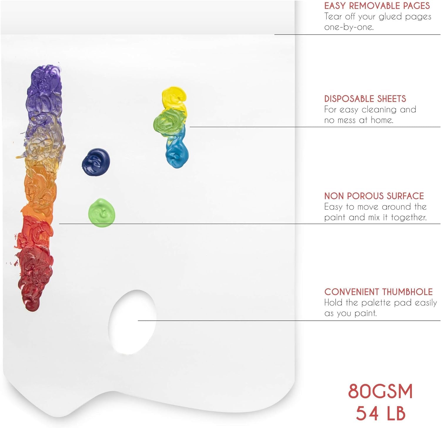 - Paper Palette Pad - 50 Removable and Disposable Sheets for Painters - 80Gsm, 24Lb - Paint Mixing Palette for All Paints (Oil, Acrylic, Watercolor,...)
