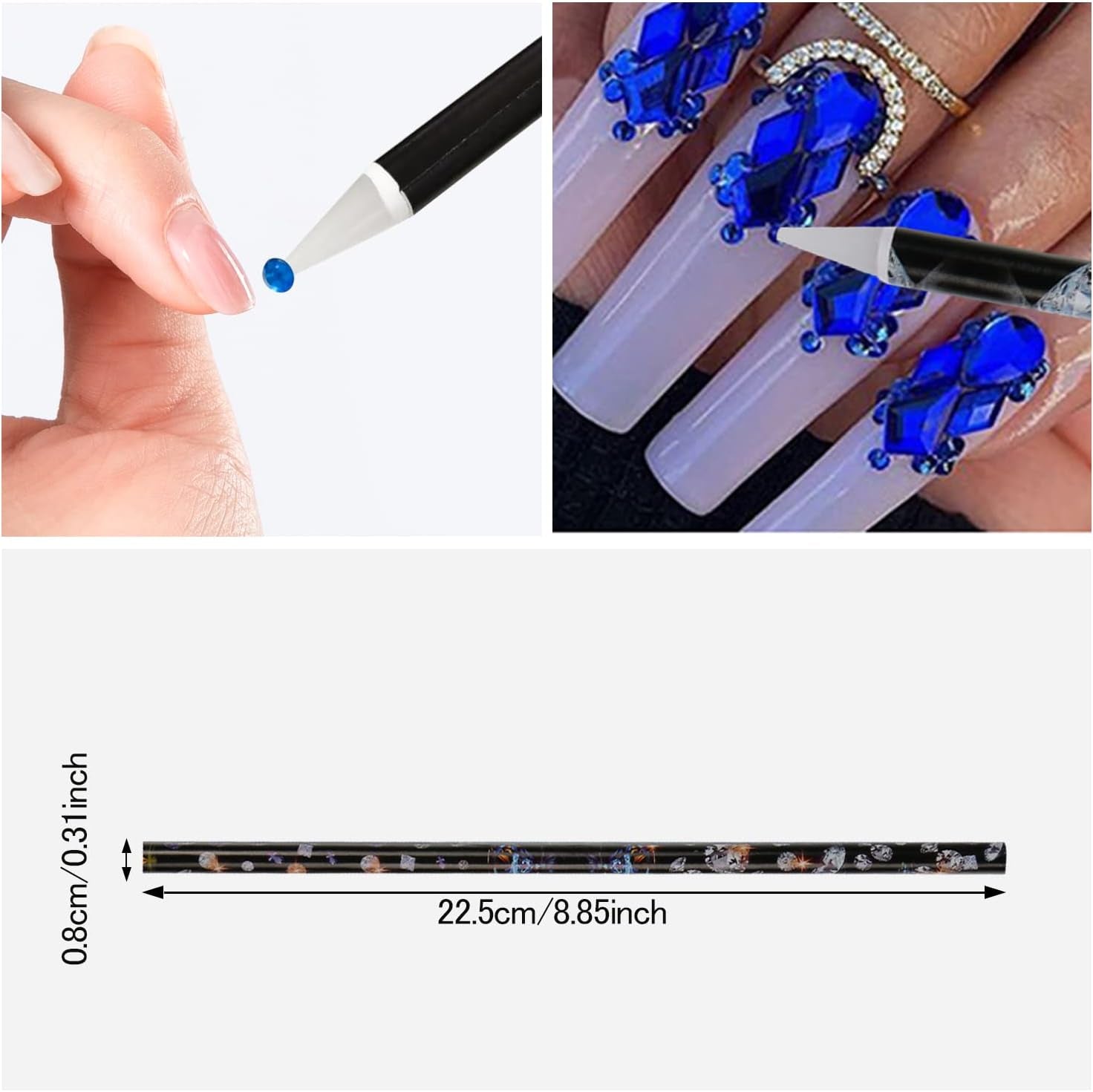 9 Pcs Diamond Painting Pen Rhinestone Picker Pencil Set Self Adhesive Nail Dotting Wax Pen with Pencil Sharpener Resin Point Drill Pens 5D Crystal Gem Pick up Tools DIY Nail Art Accessories
