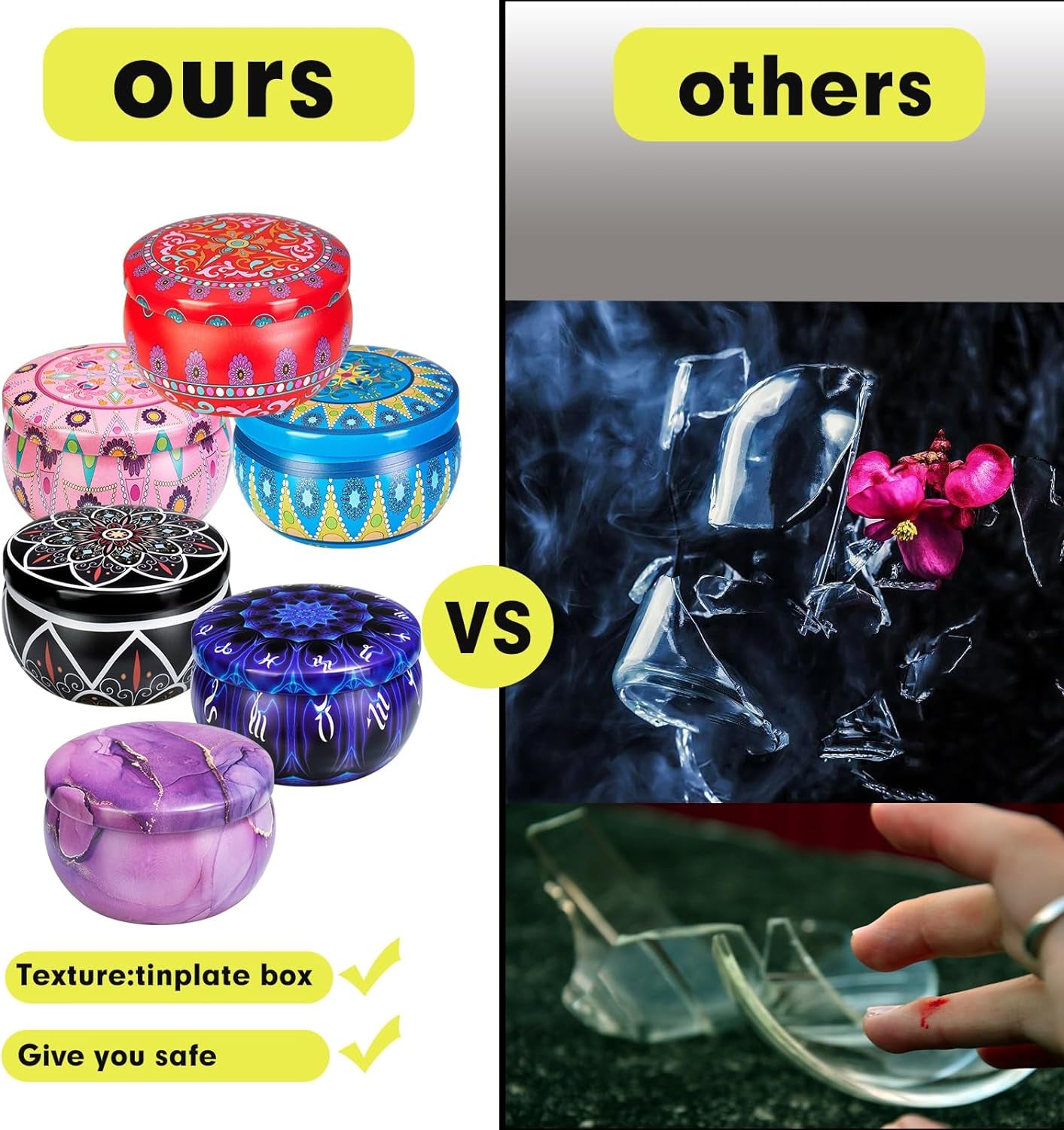 Candle Tins with Lid, 2.5Oz 24 Designs Tinplate Cans with Wicks, Wick Holders, Wick Stickers for Candle Making, DIY Arts and Crafts, Small Item Storage