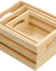Set of 3 Wooden Pallet Crates Nesting Unfinished Wood Trays Storage for DIY Crafts (Large Size 9.4 X 7.8 X 4.3 In)