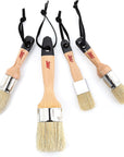 Chalk Wax Paint Brush 4Pcs Set Including 3 Small Paint Brushes for Furniture Painting and 1 Large Chalk Brush, Bristle Paint Brushes Set Compatible with Annie Sloan Chalk Paint, Fusion Mineral Paint