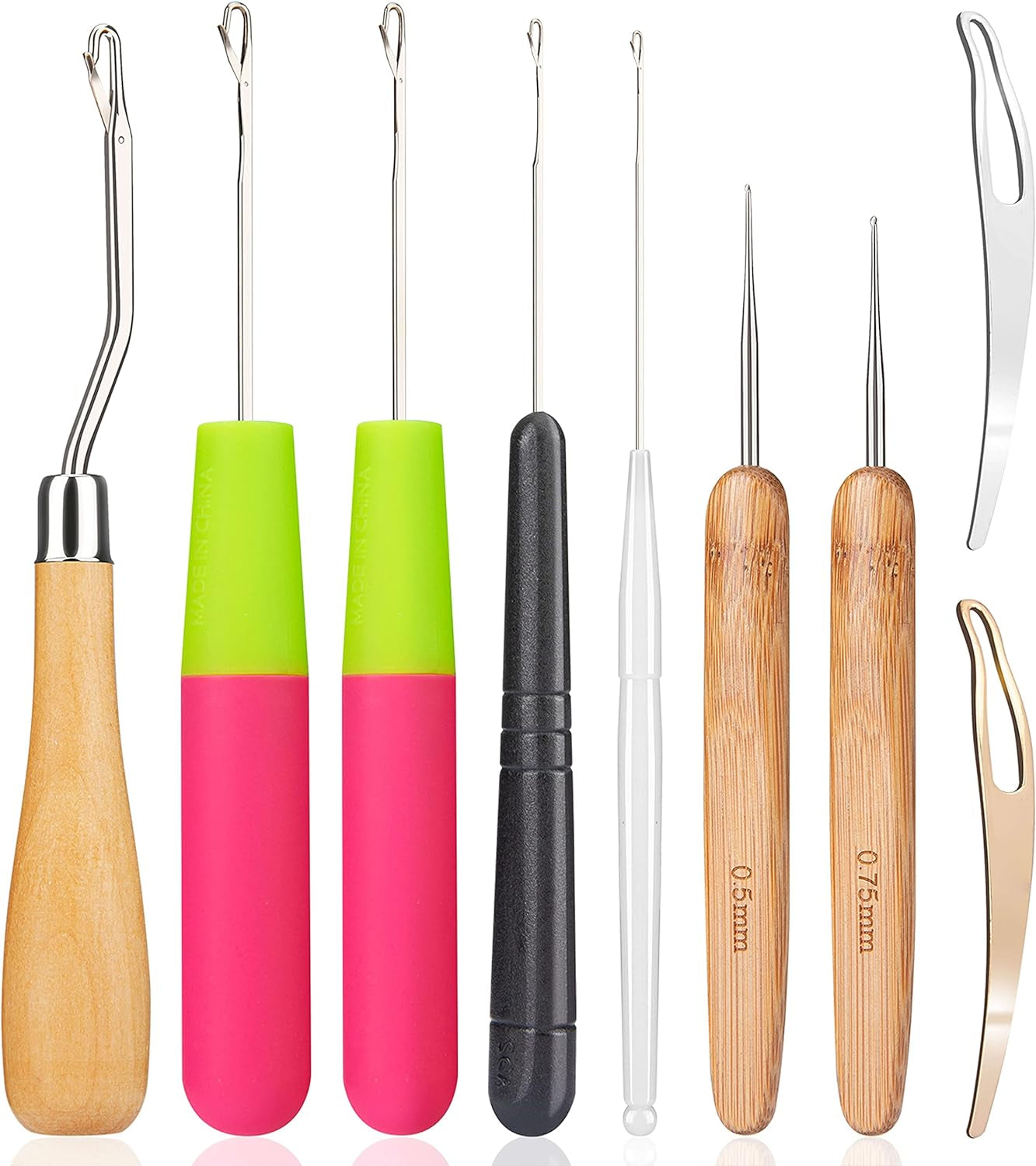 9 Pcs Crochet Hooks for Hair, Latch Hook Tool, Crochet Hair Needle, Hair Locking Tool for Dreads, Interlocking Tool for Locs