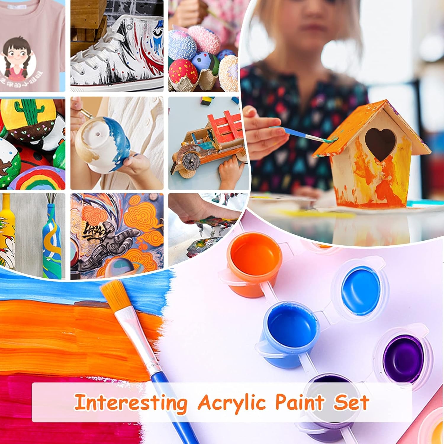 20 Pack Mini Acrylic Paint Set,12 Colors Acrylic Paint Strips for Kids&Adults Craft Paint,280 PCS Kids Paint Set Container Strips Storage, Perfect for Home Birthday Classroom Party Favors……