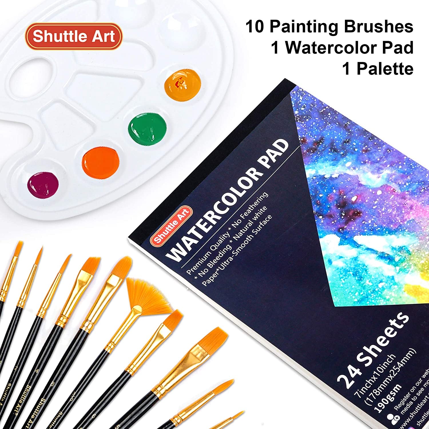 48 Pack Watercolor Paint Set, 36 Colors Watercolor Paint in Tubes (12Ml Each) with 10 Brushes, 1 Watercolor Pad, 1 Palette, Premium Watercolor Kit for Artist, Beginners, Kids