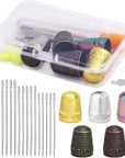 8 Pcs Metal Sewing Thimble, Adjustable Thimble for Hand Sewing Finger Protector,Diy Sewing Tools Accessories, Sewing Thimble Cap with Plastic Storage Box