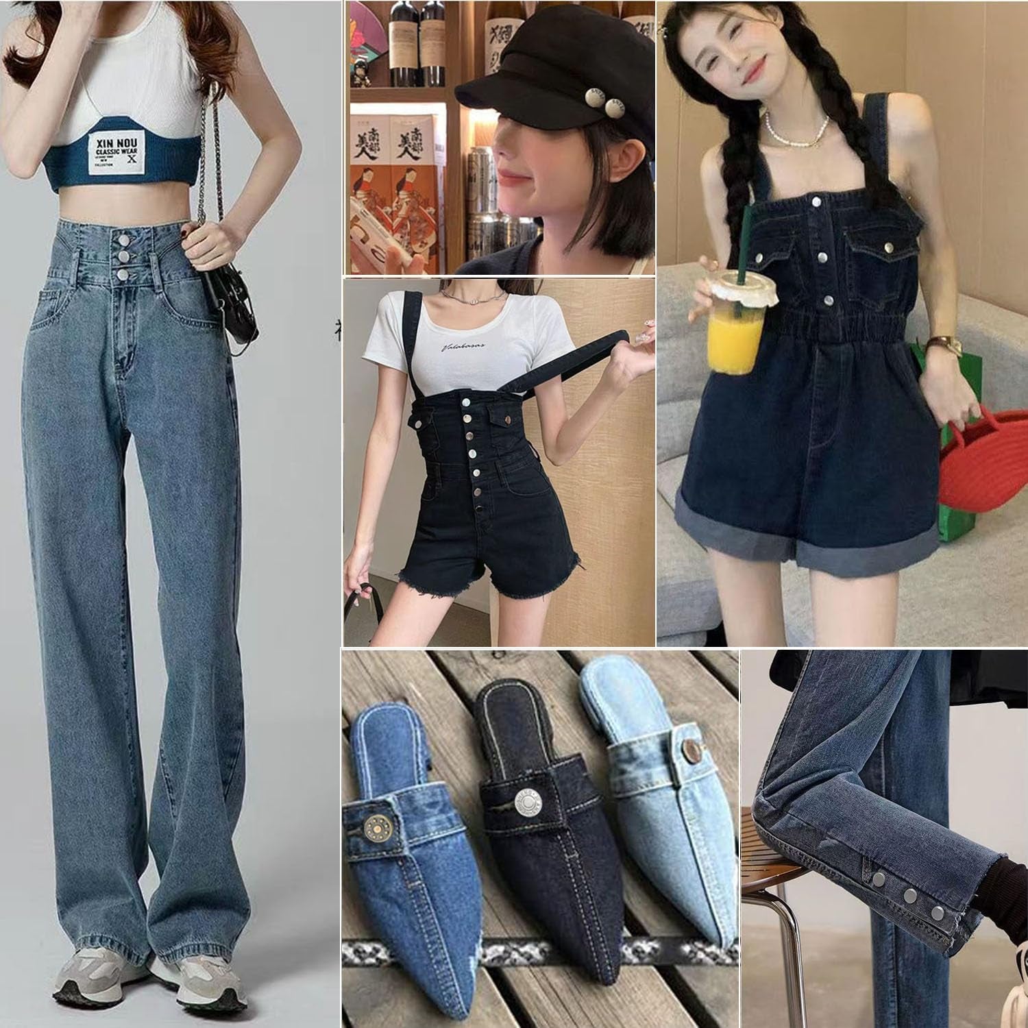 100 Sets Buttons for Jeans, 17Mm and 20Mm No-Sew Removable Adjustable Metal Jean Buttons Pins, Pants Jeans Button Replacement Tightener Repair Combo Thread Rivets and Screwdrivers in Storage Box