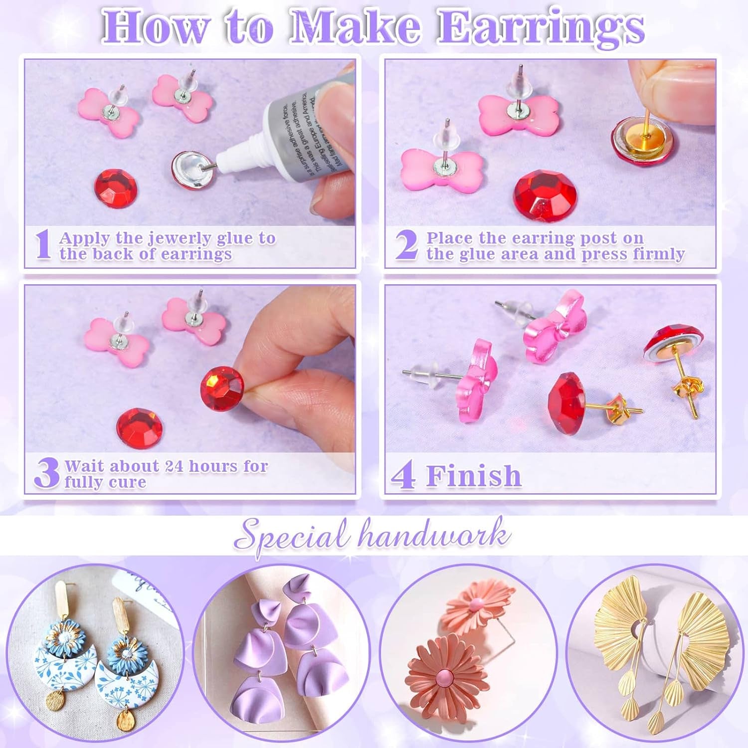 Jewelry Glue with Earring Posts for Jewelry Making, 600Pcs Stainless Steel Earring Posts and Backs Silver and Gold Earring Posts with Rubber Earring Backs for Earring Making Supplies