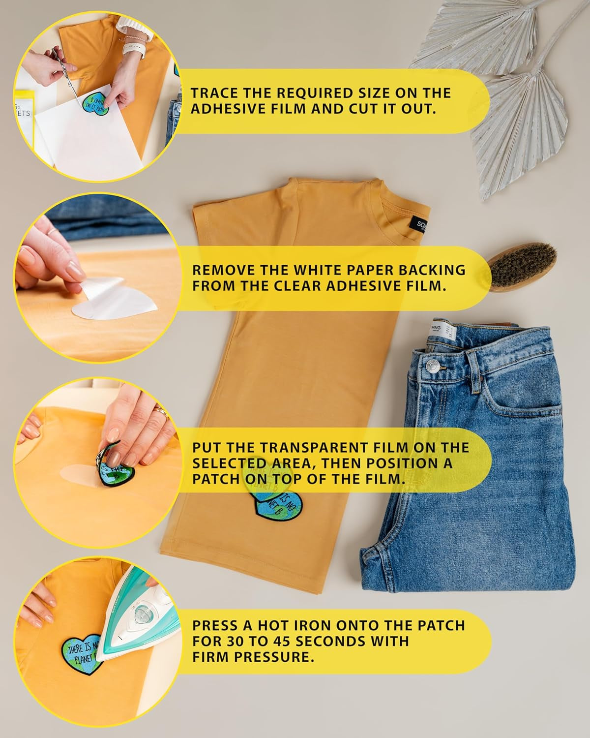 Hot Melt Adhesive Film Fabric Repair Iron-On Patch Hemming Decorating Clothing Fix Crafts Labeling Durable Washable Easy Application for Textiles Five Large Sheets for Multiple Uses