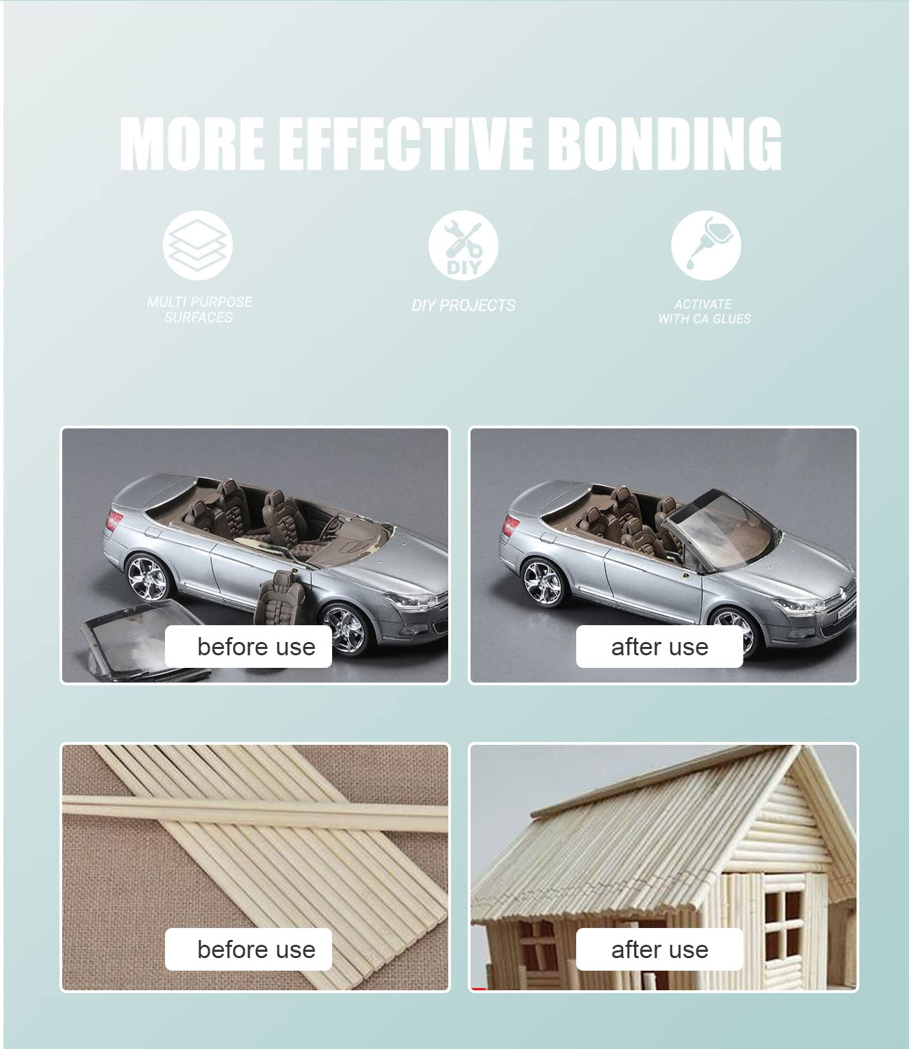 Craft Glue, Glue for Model, Instantly Strong Adhesive for Bonding Metal, Plastic, Rubber, Wood, Leather, DIY Craft, Scrapbooking, Card Making, Photo, Toy, Model, Decor, Crystal, Lego, Gundam