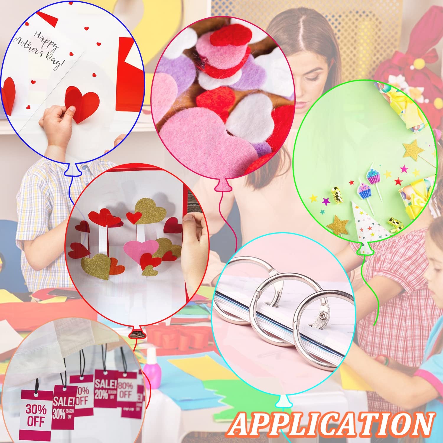 3 Pieces Metal Handheld Paper Punch Single-Hole Tag Punch Set with Plastic Handle for Circle Holes for DIY Craft Tag