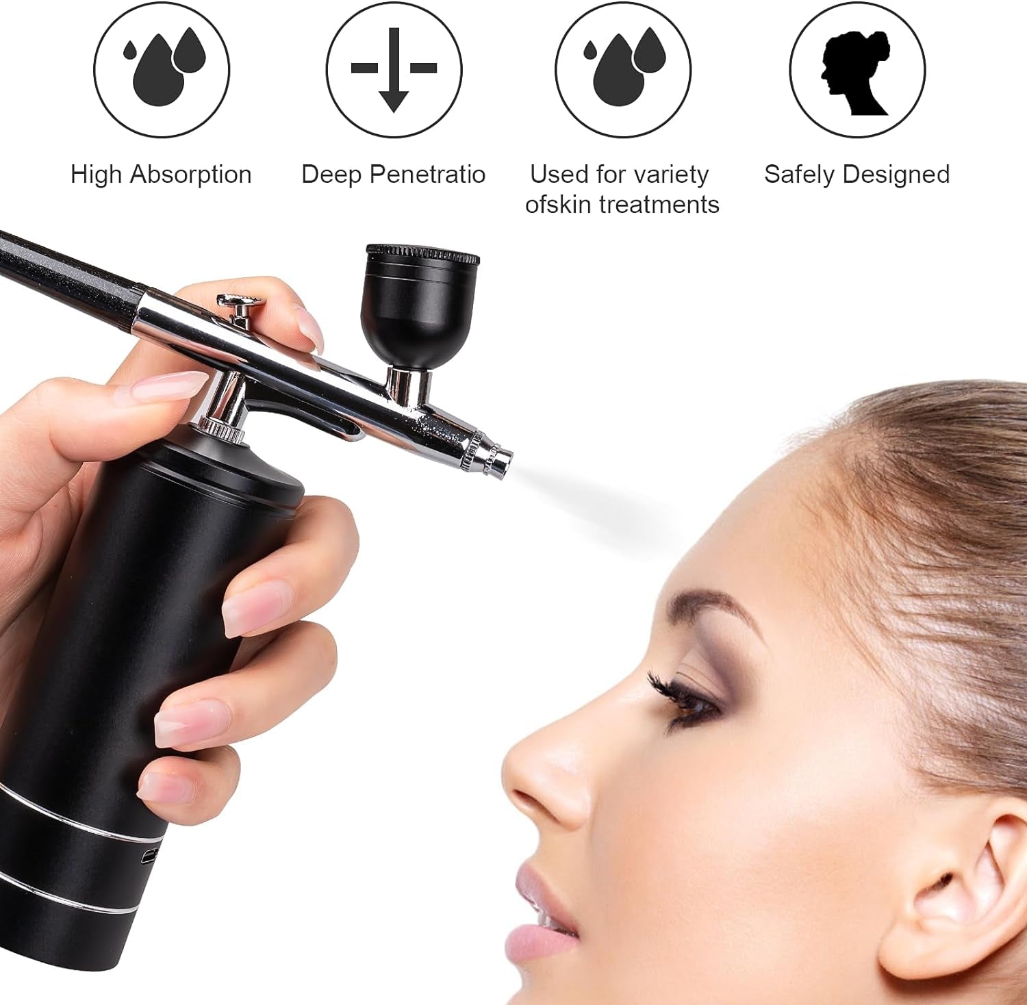 Airbrush Kit Rechargeable Cordless Airbrush Compressor, Non-Clogging High-Pressure Air Brush Set with 0.3Mm Nozzle and Cleaning Brush Set for Makeup, Barber, Nail Art, Cake Decor