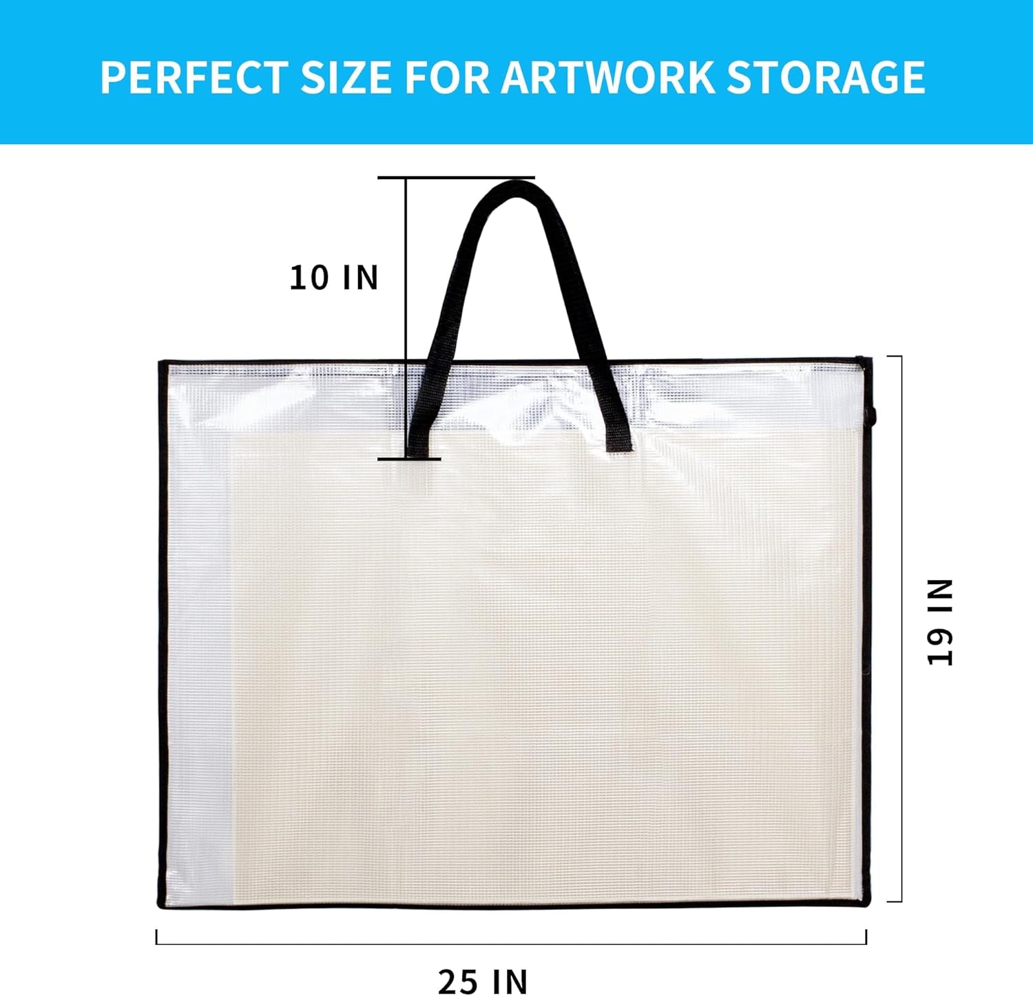 19X25 Art Portfolio Bag, 3 Packs Artist Supply Organizer with Handle, Zippered Storage Folder for Artwork, Poster, Scrapbook, Keepsake and Bulletin Board