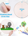 Wood Circles for Crafts,  12 Pack 12 Inch Unfinished Wood Rounds Wooden Cutouts for Crafts, Door Hanger, Door Design, Wood Burning