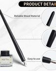 Dip Pen for Drawing with Ink - Antique Wooden Calligraphy Kits for Beginners with 6 Replaceable Nibs