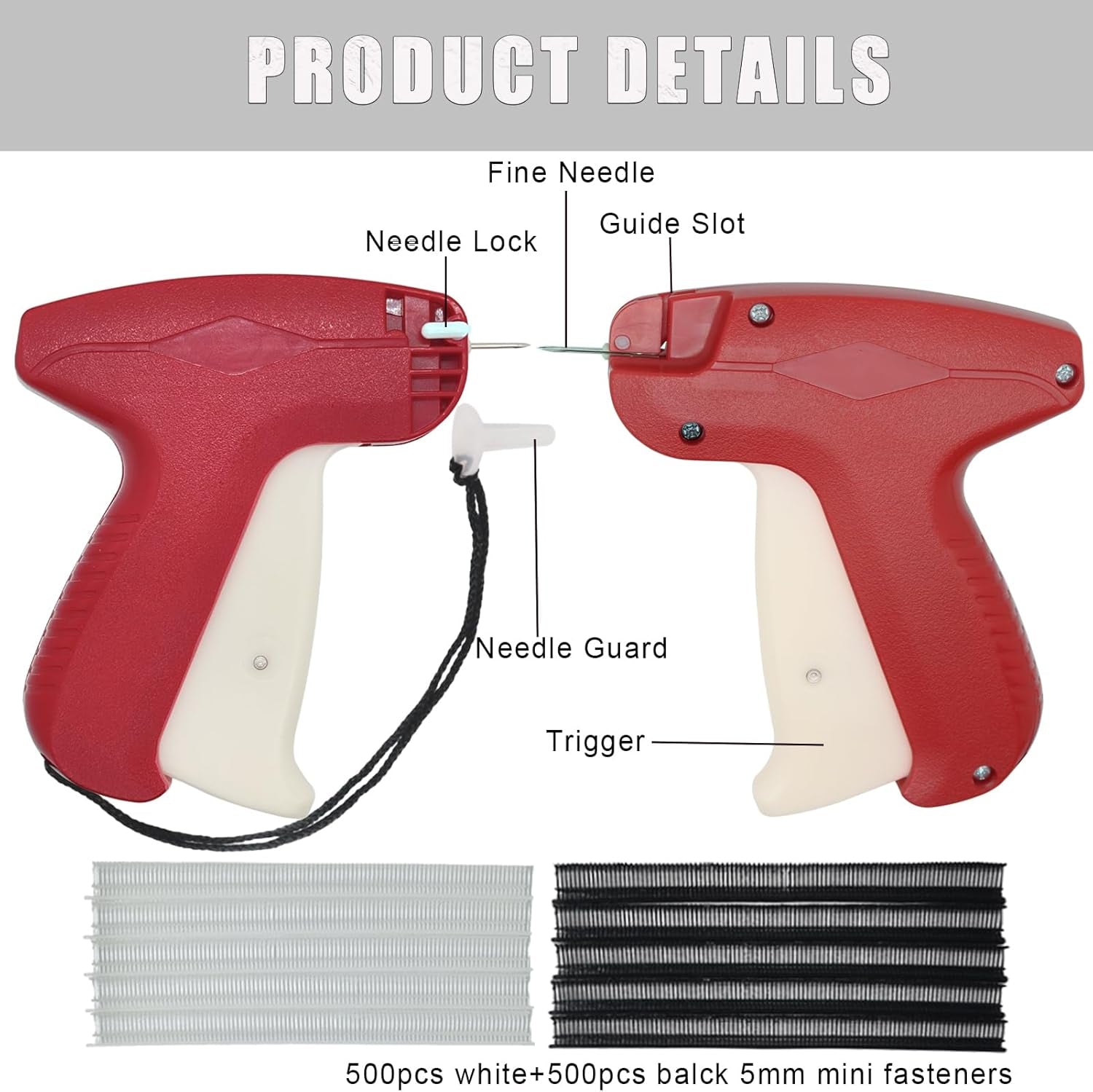 Quick Clothing Fixer, Mini Stitch Gun for Clothes, Quilt Tacking Gun, Mini Tagging Gun, Hemming Sewing Tool Kit with 2 Needles,500 Black & 500 White 5Mm Mini Fasteners