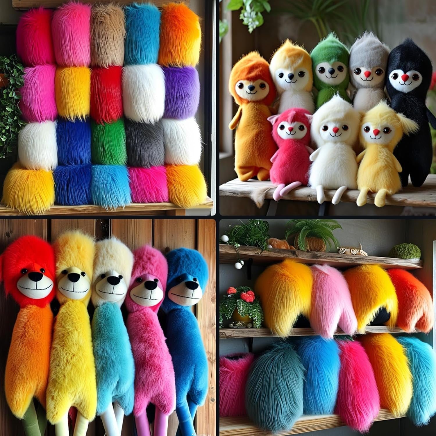 4PCS Faux Fur Ribbon Soft Christmas Fluffy DIY Craft Shaggy Synthetic Plush Patch Sewing Fur Cuts for Garland Party Decoration Furry Patch Ribbon for Winter Costume Gnome Beard Fur Ball Carpet Pet Pad