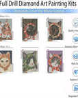 6 Pack 5D Diamond Painting Kits for Adults Beginners,Diy round Full Drill Diamond Art Kits Cartoon Cat,Paint by Diamonds Gem Art Crystal Easy,Animal Home Wall Decor 12X16 Inch