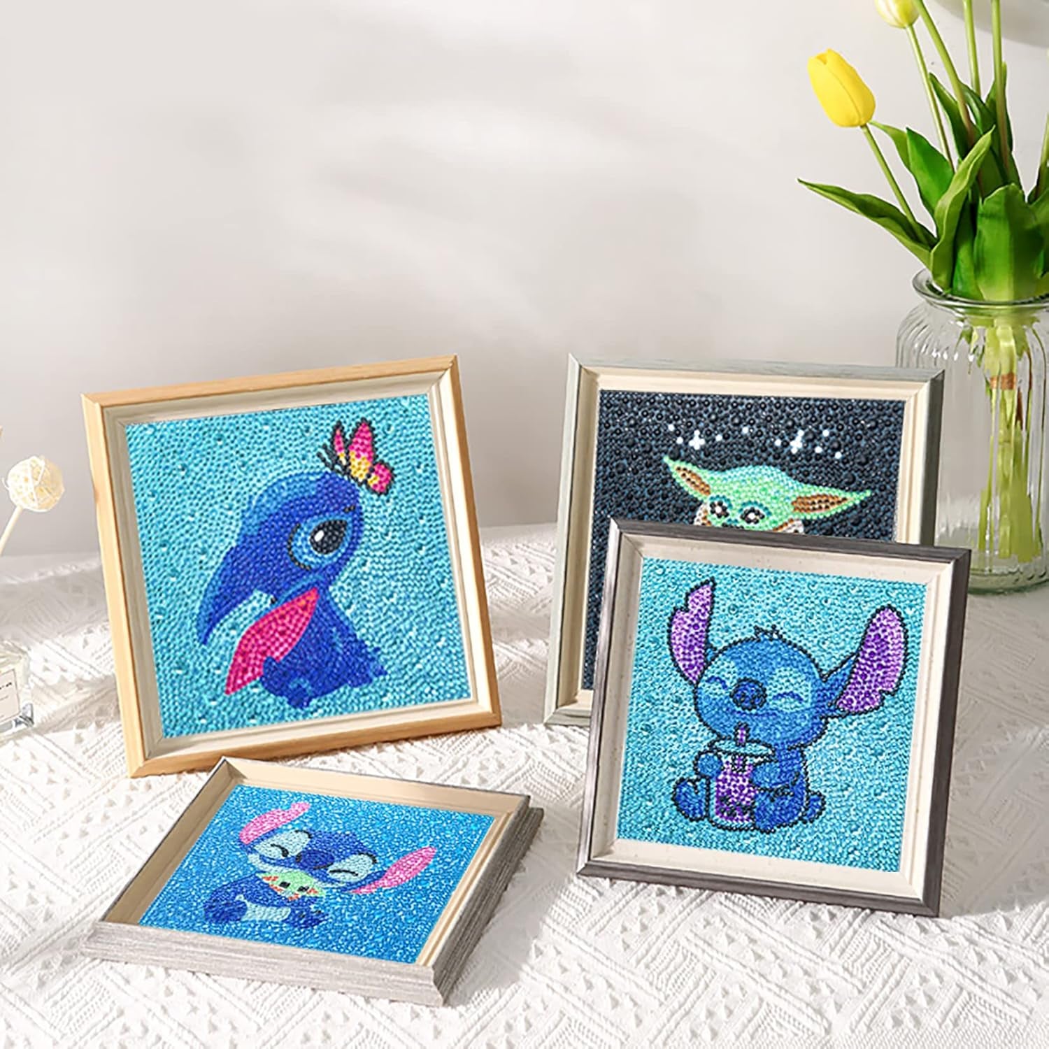 5D Diamond Painting Kits for Kids Beginners,Diy 6 Pack Diamond Art for Adults,Full Drill Crystal Rhinestone Paint by Diamond Dots,Big Gem Arts and Crafts for Kids Ages 6-8-9-12 Girls 6X6Inch