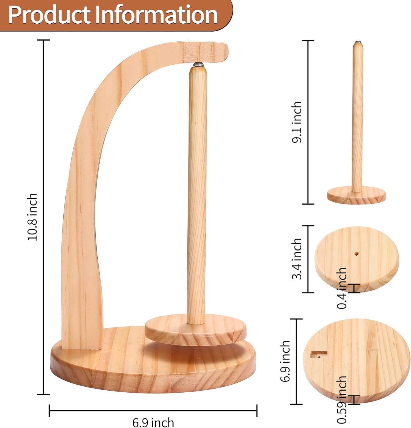 Wooden Magnetic Yarn Holder, Vertical Yarn Skein Holder with Easy Installation, Smooth Rotation, Durable Varnish Surface, Perfect Yarn Holder Spinner for Knitting and Crocheting.