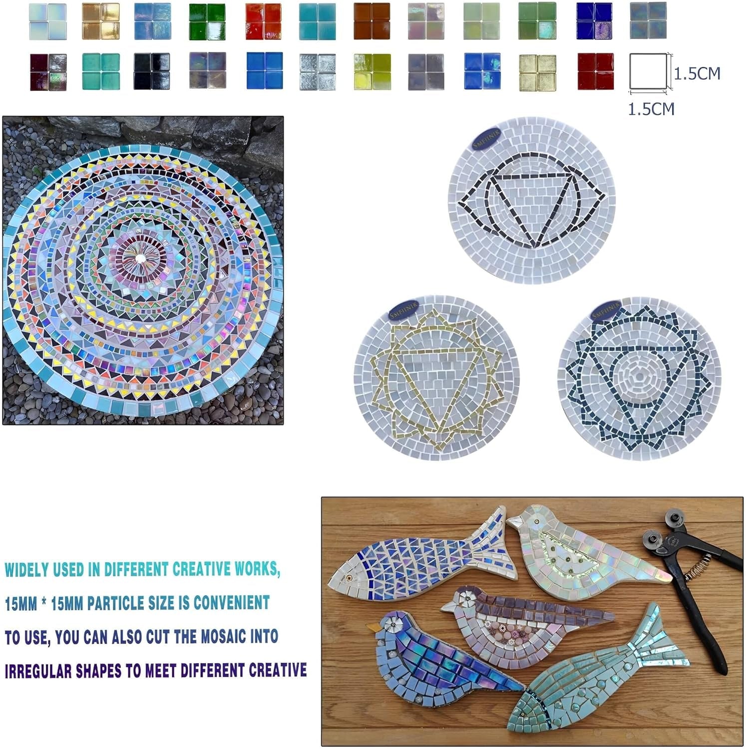 500G/1.1Lb 23 Colors Glass Mosaic Tiles,Perfect for Mosaic DIY Art Projects and Home Decoration,Glass Mosaic Pieces,Mosaic Making Supplies,Mosaic Puzzle Material (MULTCOLOUR)