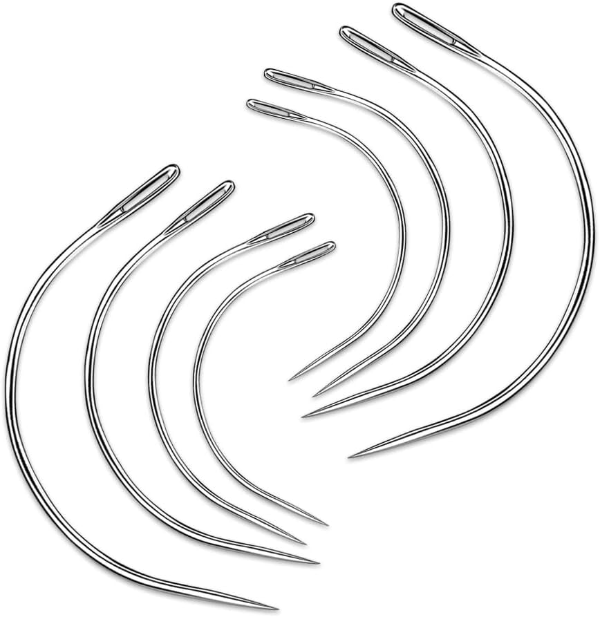 2 Sets 2'' / 2.5'' / 3 ''/ 3.5 '' Curved Leather Hand Sewing Needles C Type Needles for Carpet Leather Canvas Repairing Weaving Crafts