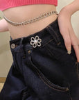 Flower Jeans Button 10 Sets Pant Waist Tightener, Adjustable Waist Buckle Sets No Sew and No Tools Detachable Decorative Waist Buckles, Jean Buttons Pins for Loose Jeans, Pants, Skirts (No Sew)