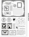Postcard Border Edge Silicone Clear Stamp Postmark Transparent Silicone Stamp Vintage Rubber Stamp for Scrapbook Journal Card Making