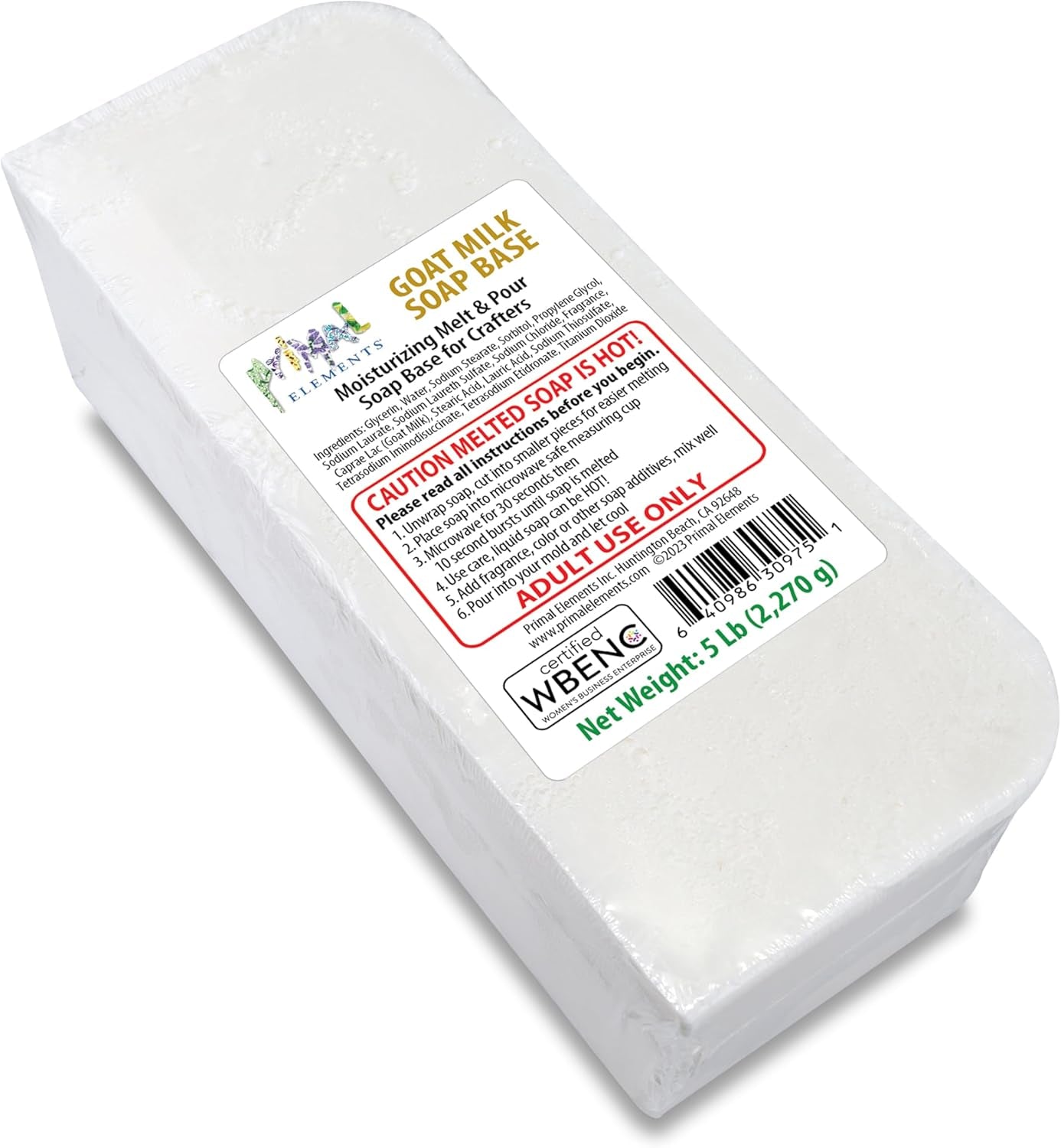 Goat Milk Soap Base - Moisturizing Melt and Pour Glycerin Soap Base for Crafting and Soap Making, Easy to Cut - 5 Pound