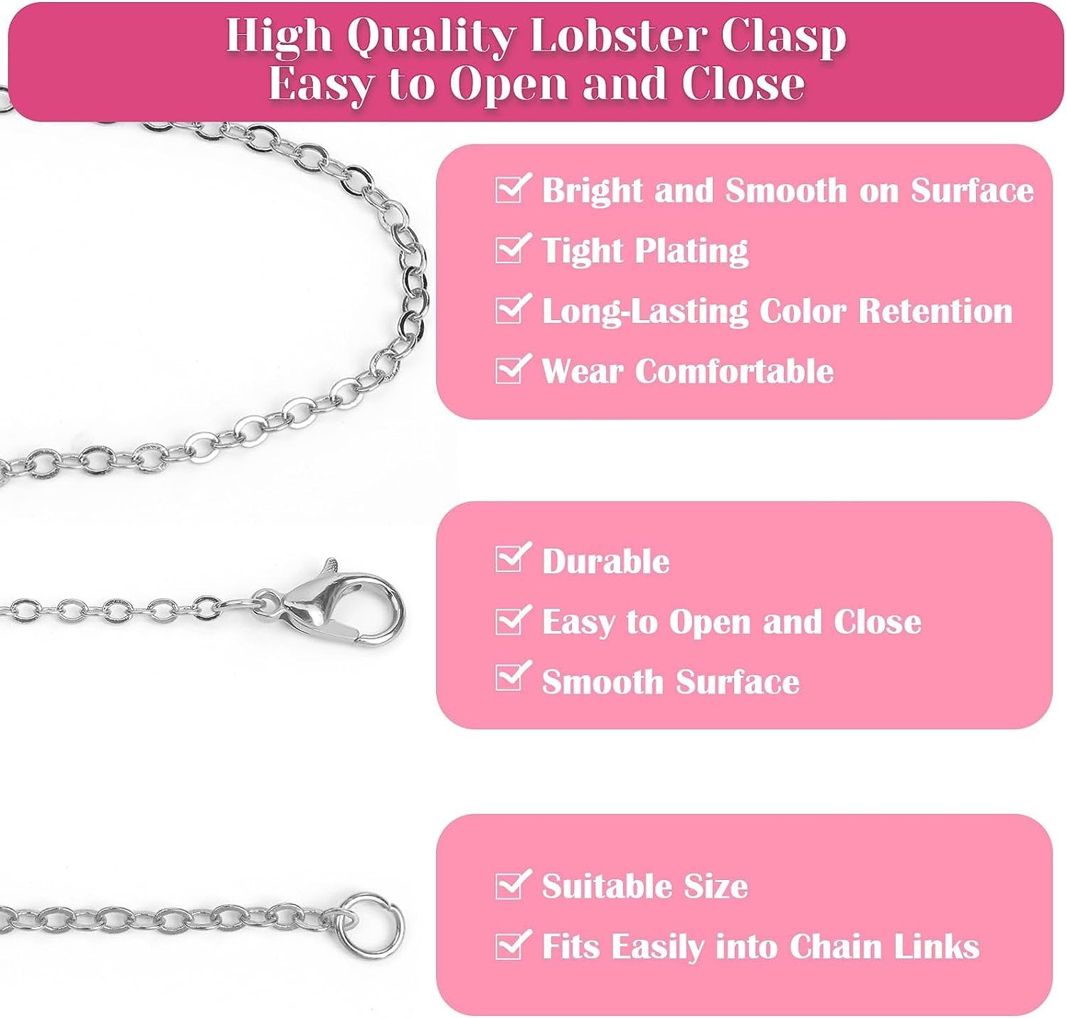 Chains for Jewelry Making, 60Ft Jewelry Making Chains for Necklace with Pliers, Open Jump Rings and Lobster Clasps for Making Jewelry DIY Necklace Bracelet Anklet, 6Colors 2Mm