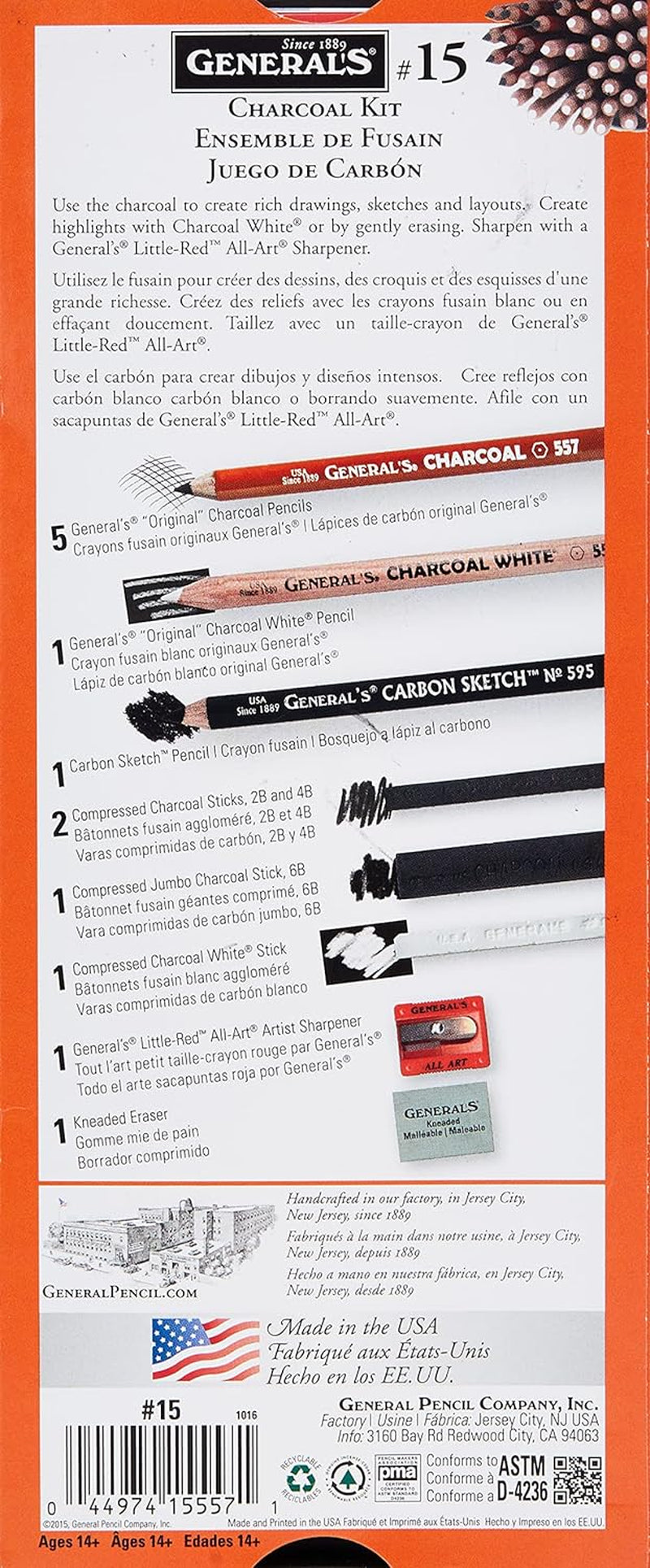 General NUM 15 Charcoal KIT, 12 Count (Pack of 1), Multicolor