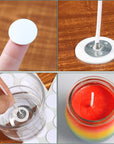 300Pcs Functional Smokeless Candle Wicks,100Pcs Wicks Sticker, Pre Waxed Cotton Wick with Metal Sustainer Tabs for Pillar Candle Making and Candle DIY, 9Cm/3.5In,15Cm/6In,20Cm/8In