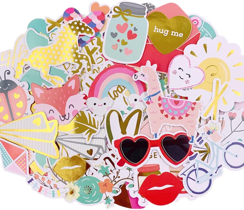 120Pcs Scrapbook Stickers Cardstock Stickers Love Stickers Decorative Masking Stickers for Personalize Laptop Scrapbook Daily Planner and Crafts