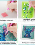 5D Diamond Painting Kit for Kids with Wooden Frame Easy Small Anime Diamond Painting Full Drill Diamond Art Gem Painting for Beginners 7X7 Inch (Stitch)