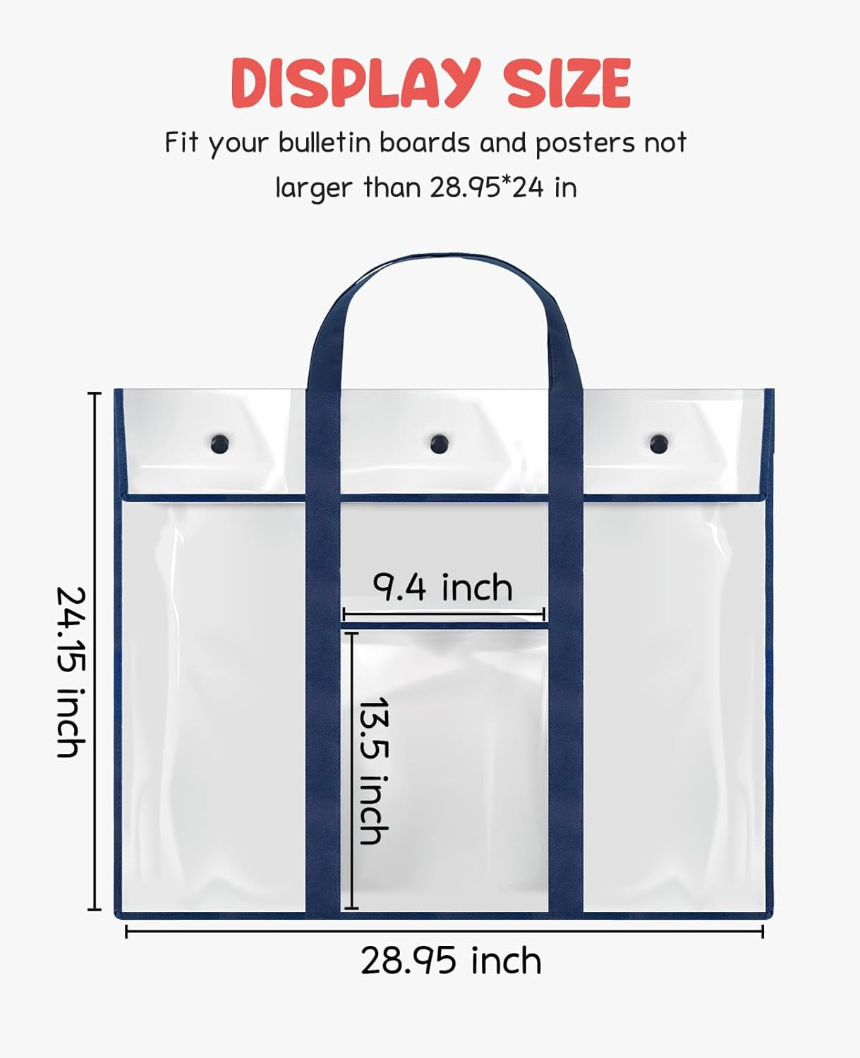 2 Pack Large Poster Storage Bag (31.5"×25.5") Bulletin Board Holder Art Portfolio Container for Teachers Classroom Organization