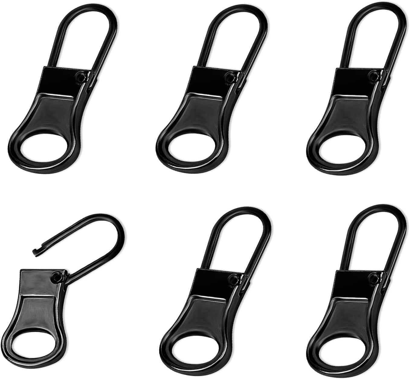 6Pcs Zipper Pull Replacement, Detachable Zipper Pulls Zipper Replacement Zipper Repair Kit Zipper Replacement Slider for Jacket Pants Coat Shoes Suitcase Backpack (Dark Grey)