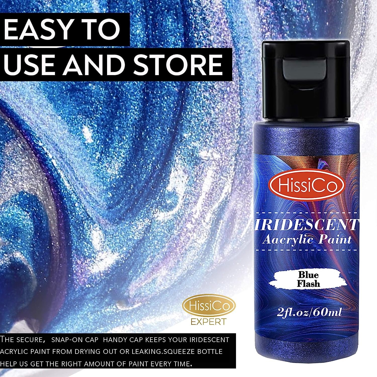 Iridescent Acrylic Paint Set of 16 Chameleon Colors 60Ml 2 OZ Bottles, High Viscosity Shimmer Paint for Artists, Beginners on Rocks, Crafts, Canvas, Wood, Fabric, Ceramic