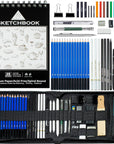 50Pcs Sketching Drawing Pencils Set Art Supplies | Sketch Pencils,Graphite,Charcoal,Sketch Book,Drawing Supplies | in Black Zipper Case | for Adults,Teeage, Kids 9-12
