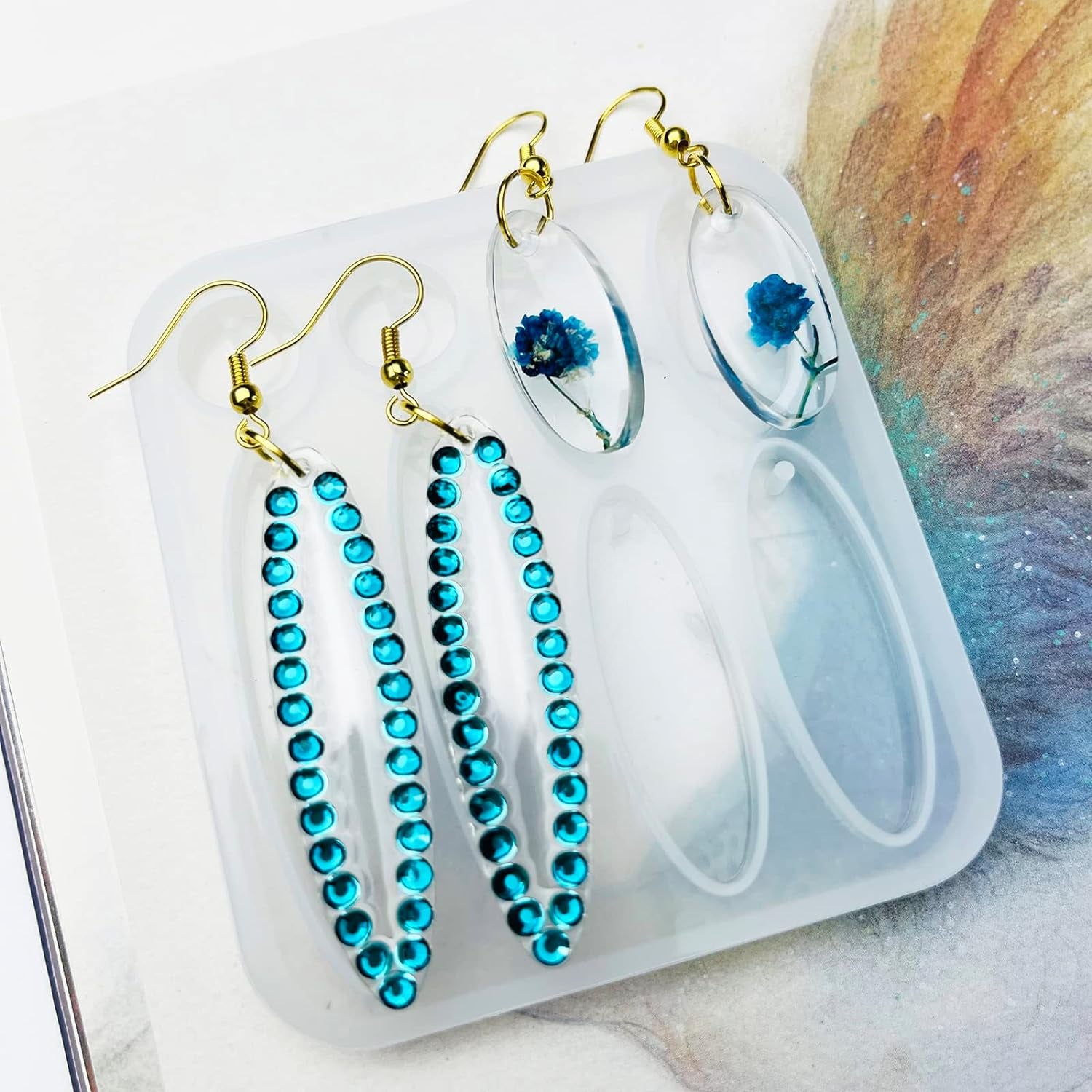 10Pcs Resin Earring Mold,Silicone Resin Jewelry Molds Set for Epoxy Resin Dangle Pendant Molds for Women