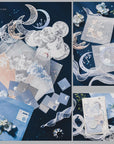 63PCS Moon Embellishment Scrapbook Paper Packs for Journaling Supplies, Material Papers Memos Stamps Cards for Journals Planners Aesthetic DIY Art Crafts Collage Album