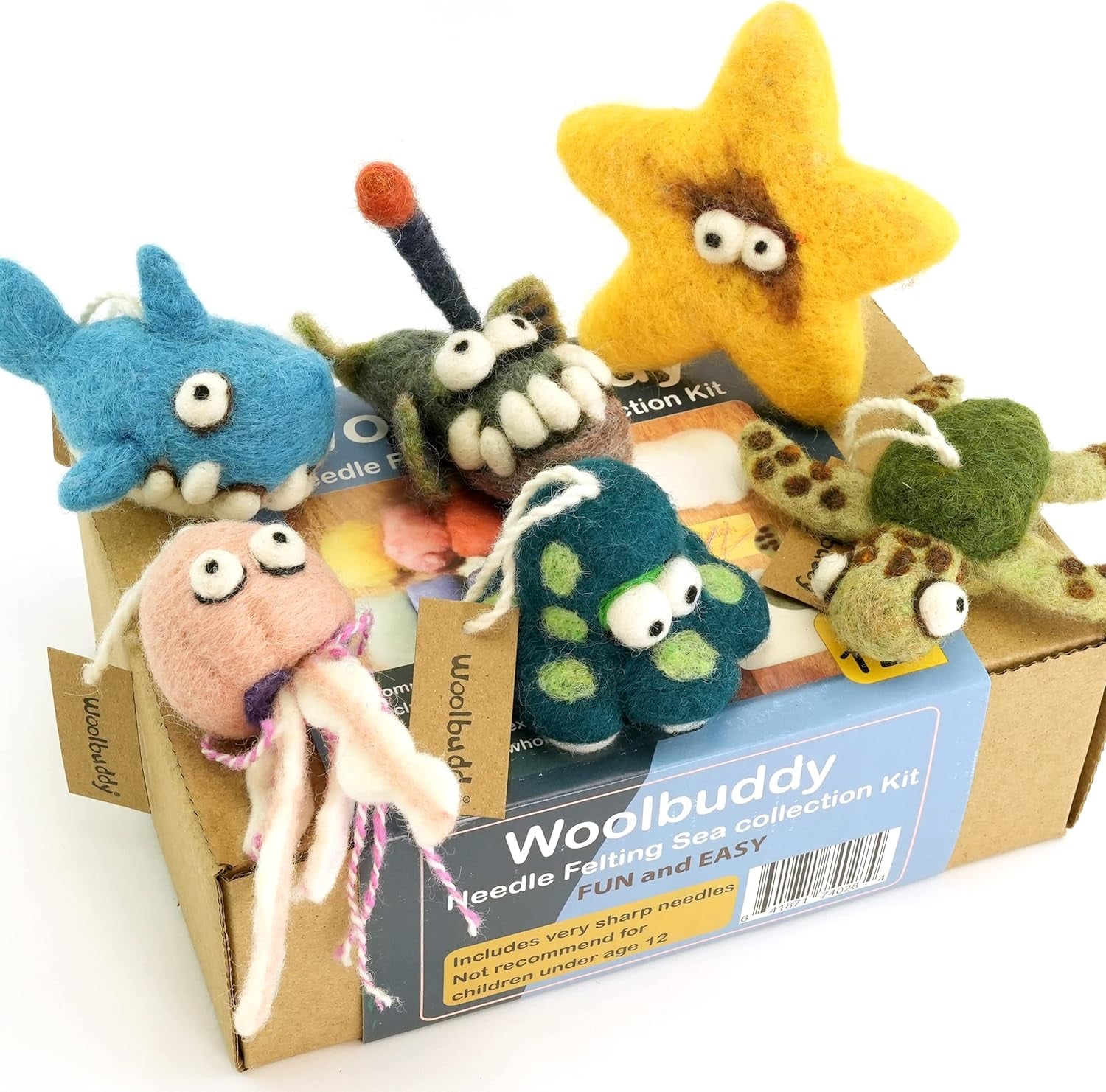Needle Felting Kit, Sea Animals, Felting Kits for Beginners Adults and Kids, Needle Felting Kit for Beginners, Felting Supplies Inc, Wool Roving, Felting Needles, Felting Pad, Instruction