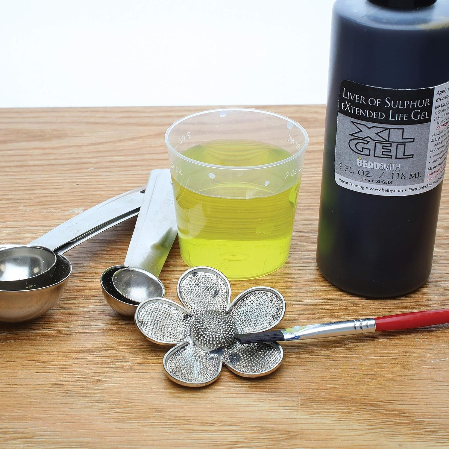 XL Gel Liver of Sulfur Extended Life Gel 4 Fluid Ounces (118Ml) Bottle Apply a Patina Finish to Silver Copper and Other Metal for Oxidized Look on Art and Jewelry Projects