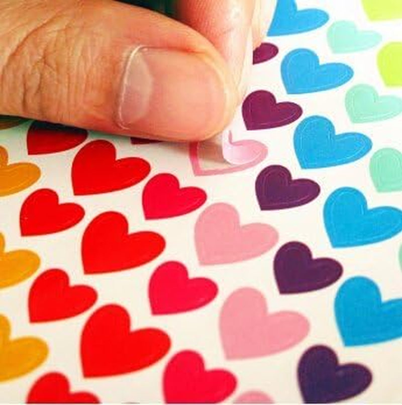 18 Sheets 1512 Pcs Colorful Dot Heart and Star Shape Self Adhesive Stickers, for Scrapbooking and Kid DIY Arts Crafts (Mixed Dots,Hearts,Stars, 18 Sheets)