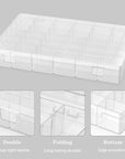 2 Pack Plastic Organizer Container Box, 36 Grids Clear Plastic Parts Organizer Box, for Beads, Art DIY, Crafts, Jewelry, Fishing Tackle with Label Stickers
