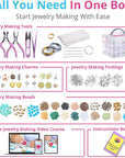 Deluxe Jewelry Making Kit with Video Course, Includes Instructions, Beads, Necklace, Bracelet, Earrings Making, Crafts for Adults, Beginners, Christmas Gift for Teens, Girls 13-15, Moms, Women