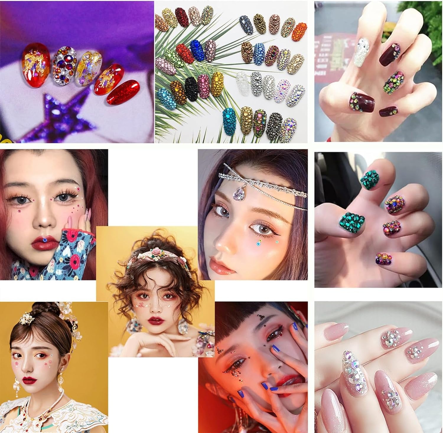 5504Pcs 32 Sheets 30 Colors 3Mm to 5Mm Self-Adhesive Face Gems Stickers,Colorful Bling Rhinestone Sticker Sheet for DIY Crafts,Face,Nail,Body,Makeup,Wedding,Decor,Embellishments(3 Size)