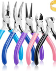 5 Packs Jewelry Pliers Set, Jewelry Making Tools with Needle Nose Pliers/Round Nose Pliers/Chain Nose Pliers/Bent Nose Pliers/Zipper Pliers, Jewelry Making Supplies Repair/Cut Kits for Crafting