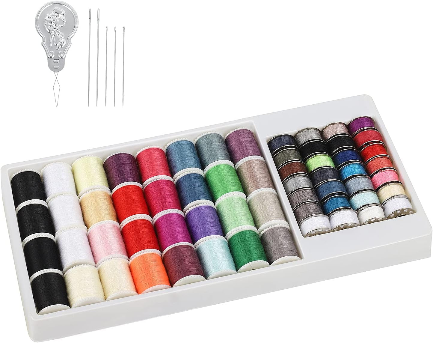 60 Pcs Bobbins Sewing Thread Kit, Polyester Mini Bobbins and Thread Spools for Hand &amp; Machine Sewing